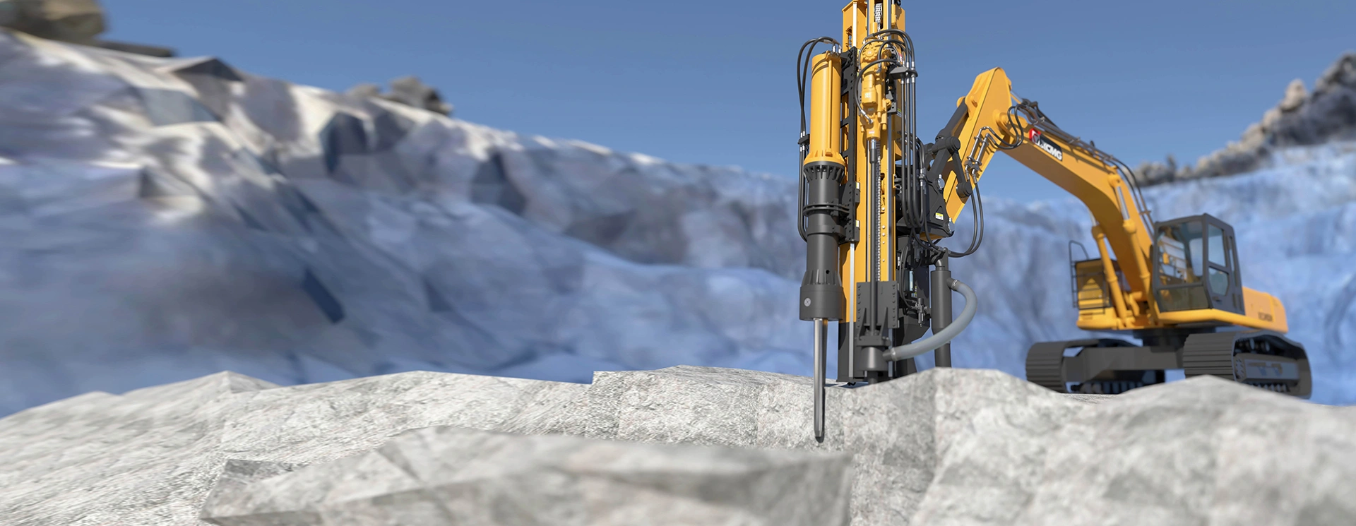 Excavator-Mounted Hydraulic Rock Drill & Splitter